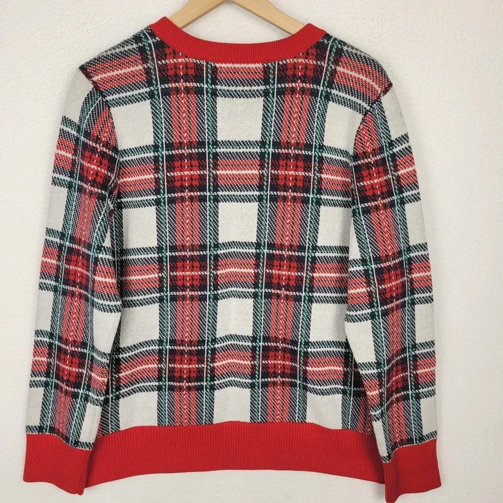 Charter Club Plaid Sweater Womens Size XL Red White Green Christmas Cozy